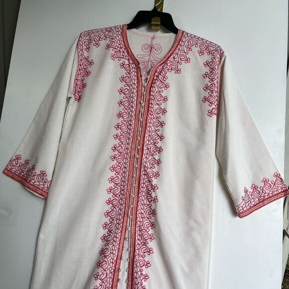 1960s Embroidered Moroccan Caftan Robe Dress Boho Maxi Embroidered - Picture 12 of 12